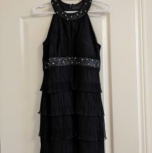 Laura Petite Beaded Halter Neck Fitted Black Dress